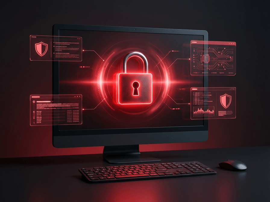 Server infrastructure glowing red